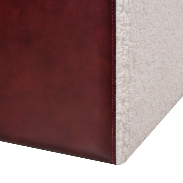 Atlas Polina Stool - Sculptural Brown Leather & Boucle Accent for Modern Living Rooms & Bedrooms SE11047-01