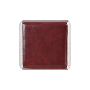 Atlas Polina Stool - Sculptural Brown Leather & Boucle Accent for Modern Living Rooms & Bedrooms SE11047-01