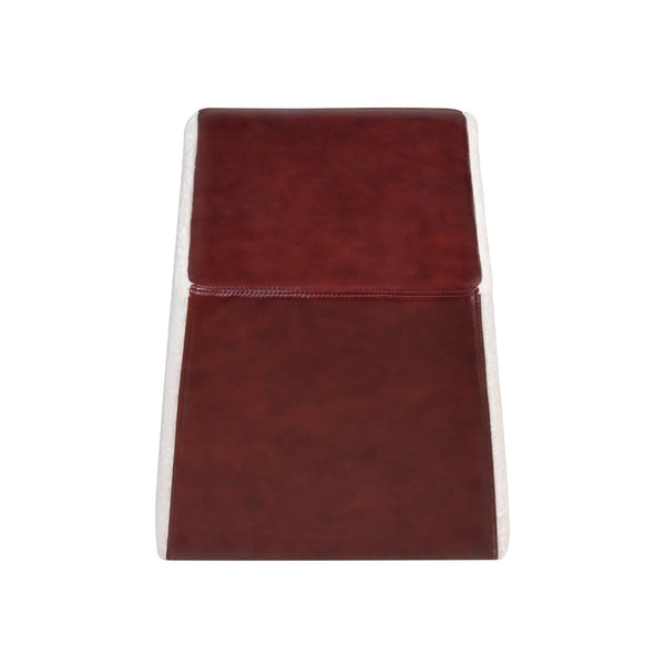 Atlas Polina Stool - Sculptural Brown Leather & Boucle Accent for Modern Living Rooms & Bedrooms SE11047-01