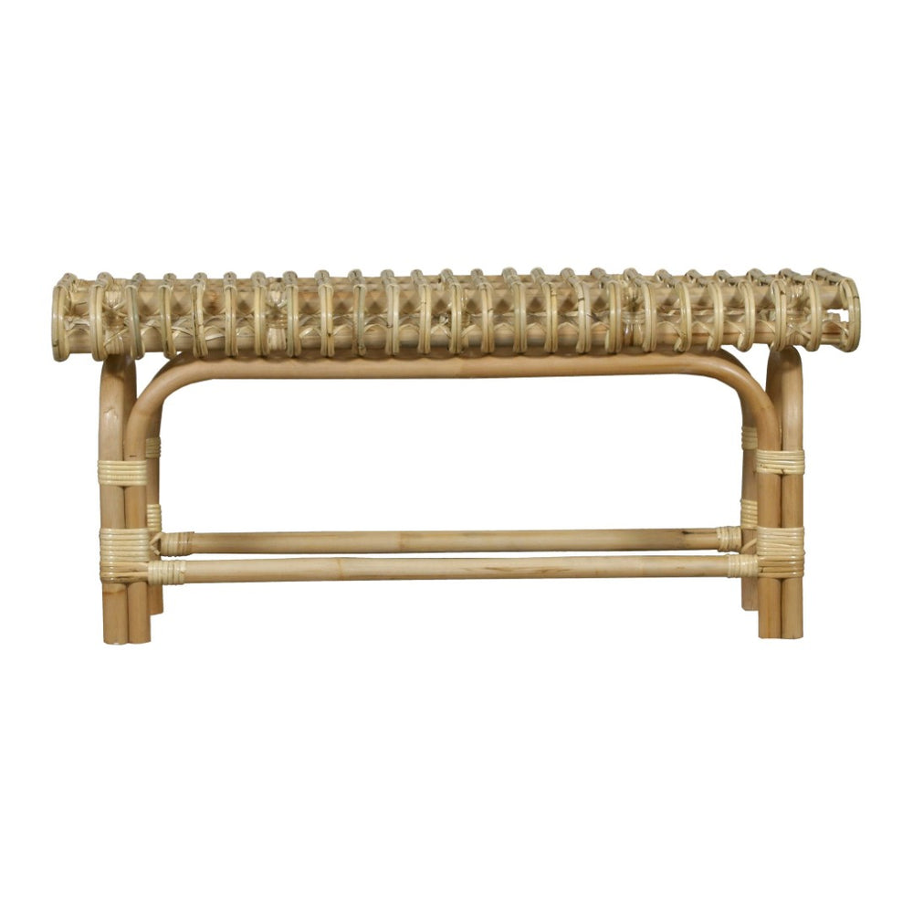 Atlas Rendra Handcrafted Rattan Bench - Versatile Seating for Living Rooms, Entryways & Bohemian Decor SE11049-01