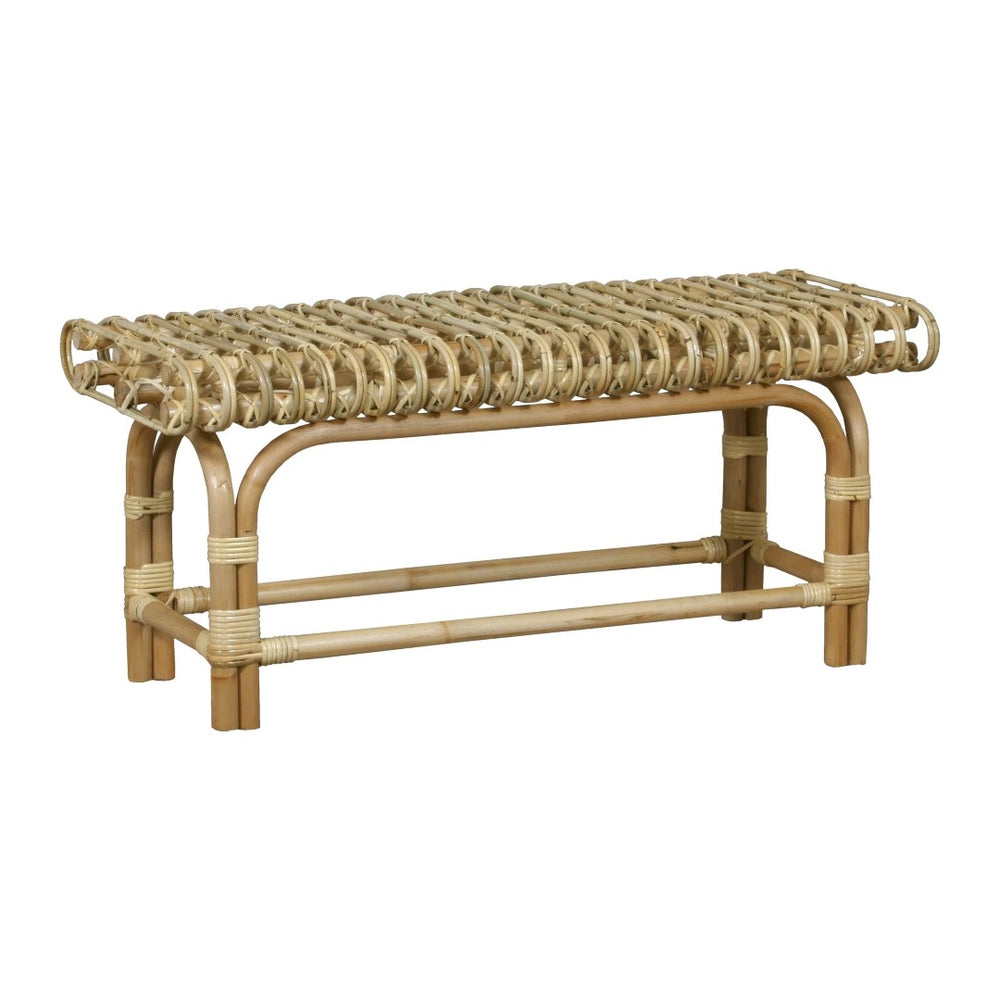 Atlas Rendra Handcrafted Rattan Bench - Versatile Seating for Living Rooms, Entryways & Bohemian Decor SE11049-01
