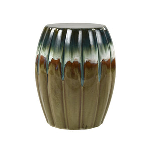 Atlas Roker Drum Accent Stool – Unique Earthenware with Reactive Glaze for Stylish Indoor and Outdoor Use SE11054-01