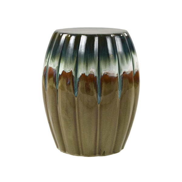 Atlas Roker Drum Accent Stool – Unique Earthenware with Reactive Glaze for Stylish Indoor and Outdoor Use SE11054-01