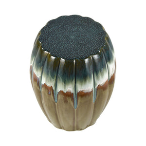 Atlas Roker Drum Accent Stool – Unique Earthenware with Reactive Glaze for Stylish Indoor and Outdoor Use SE11054-01