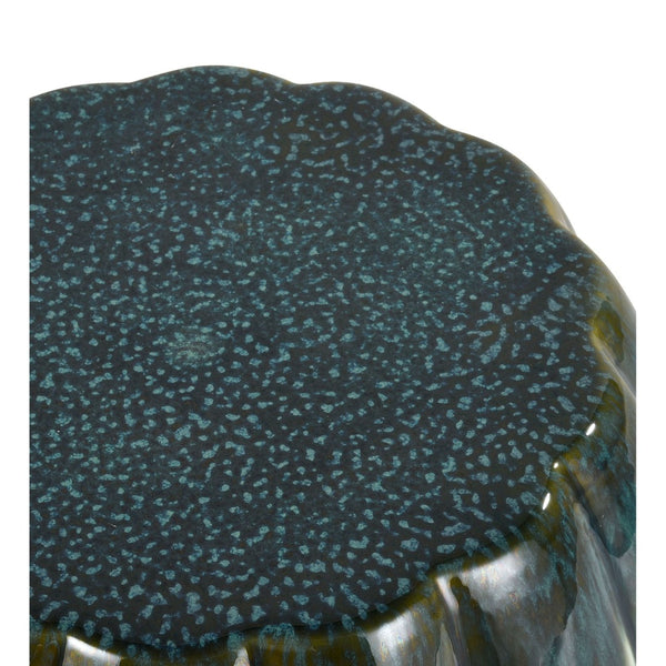 Atlas Roker Drum Accent Stool – Unique Earthenware with Reactive Glaze for Stylish Indoor and Outdoor Use SE11054-01