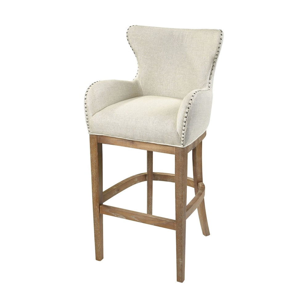 Atlas Roxie Bar Stool: Stylish Linen Upholstered Seating for Modern Kitchens & Elegant Breakfast Nooks SE11055-01