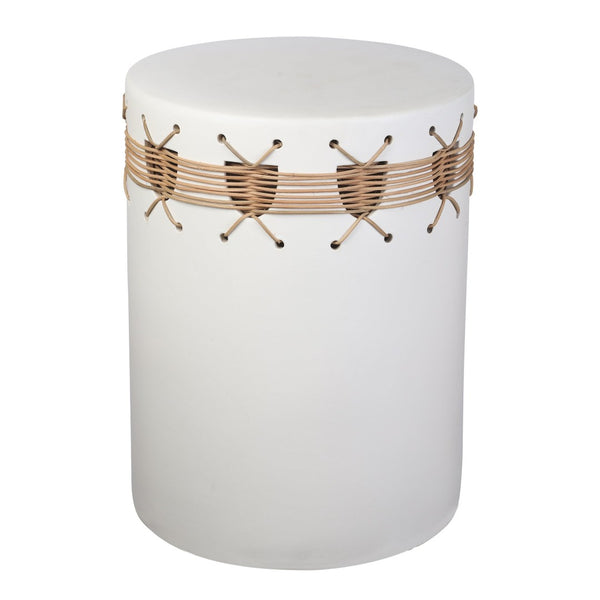 Atlas Sabira Accent Stool - Versatile Earthenware Drum Shaped Seating with Woven Detail for Modern Spaces SE11056-01