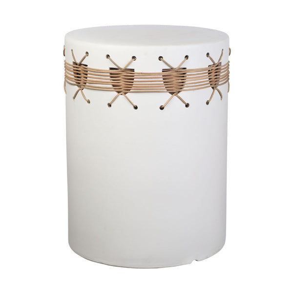 Atlas Sabira Accent Stool - Versatile Earthenware Drum Shaped Seating with Woven Detail for Modern Spaces SE11056-01