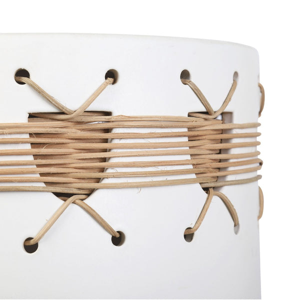 Atlas Sabira Accent Stool - Versatile Earthenware Drum Shaped Seating with Woven Detail for Modern Spaces SE11056-01