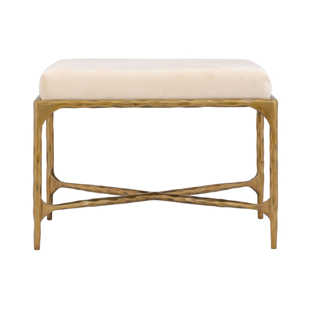 Atlas Seville Short Bench – Elegant Brass Frame with Plush Bone Velvet for Modern & Traditional Spaces SE11057-01