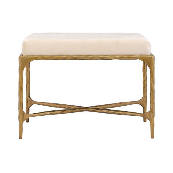 Atlas Seville Short Bench – Elegant Brass Frame with Plush Bone Velvet for Modern & Traditional Spaces SE11057-01