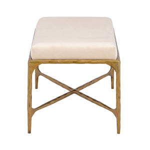 Atlas Seville Short Bench – Elegant Brass Frame with Plush Bone Velvet for Modern & Traditional Spaces SE11057-01