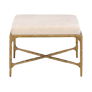 Atlas Seville Short Bench – Elegant Brass Frame with Plush Bone Velvet for Modern & Traditional Spaces SE11057-01