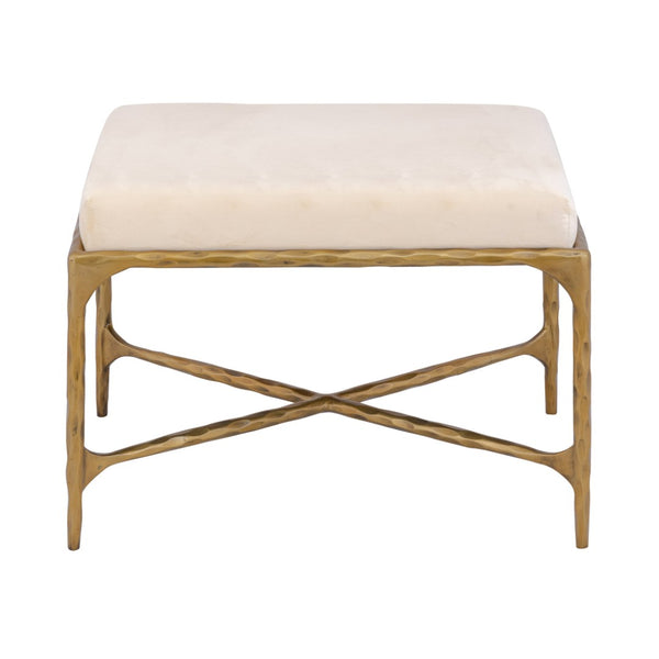 Atlas Seville Short Bench – Elegant Brass Frame with Plush Bone Velvet for Modern & Traditional Spaces SE11057-01