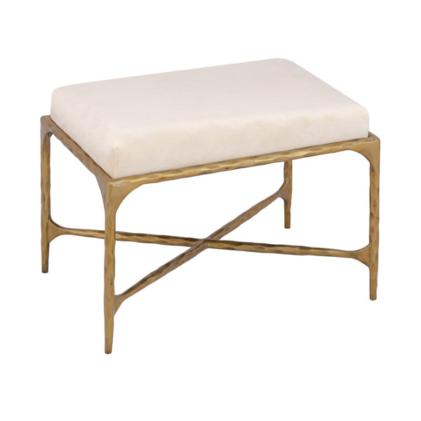 Atlas Seville Short Bench – Elegant Brass Frame with Plush Bone Velvet for Modern & Traditional Spaces SE11057-01