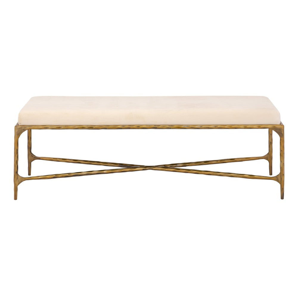 Atlas Seville Long Bench - Elegant Brass Frame with Luxurious Bone Velvet Cushion for Versatile Seating SE11057-02