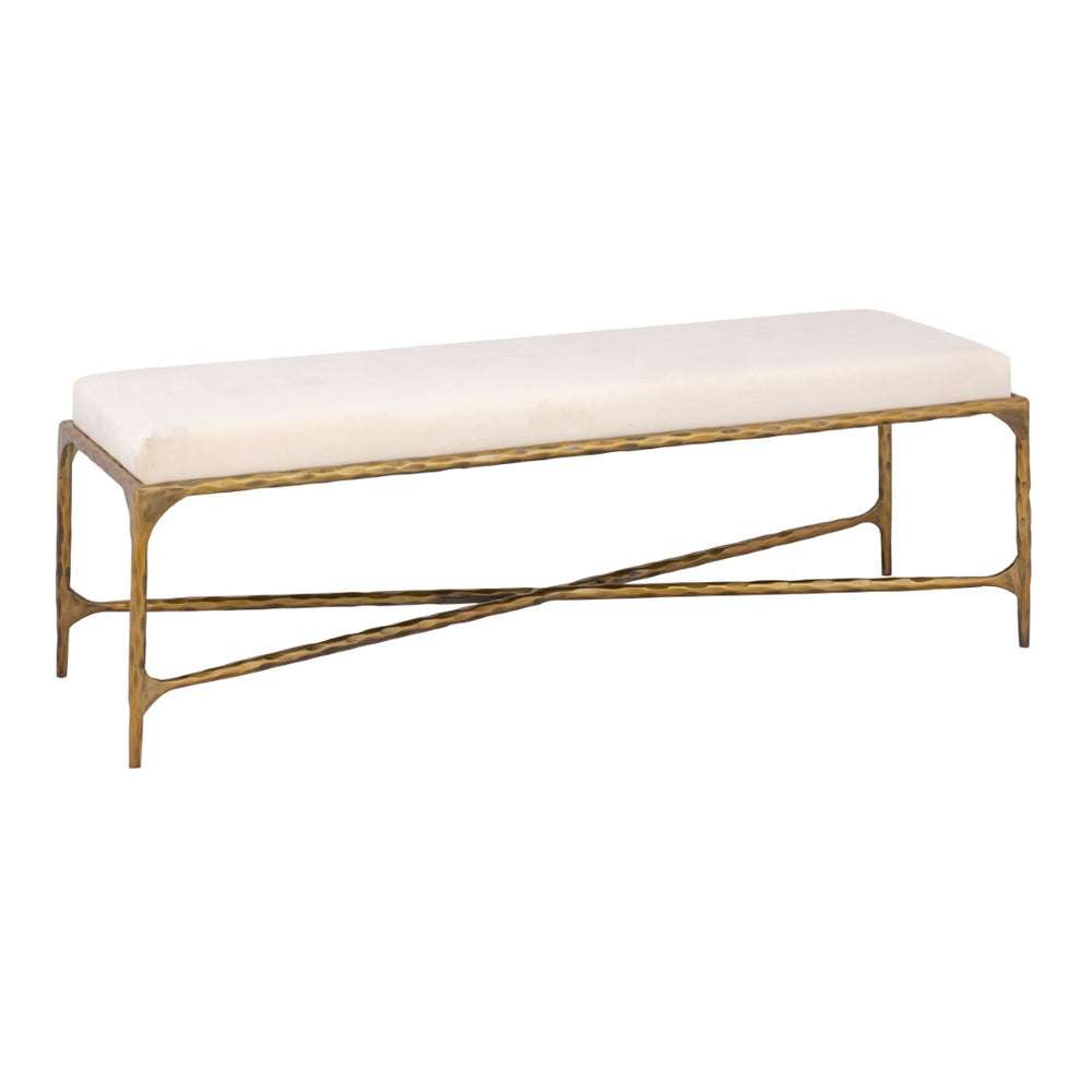 Atlas Seville Long Bench - Elegant Brass Frame with Luxurious Bone Velvet Cushion for Versatile Seating SE11057-02