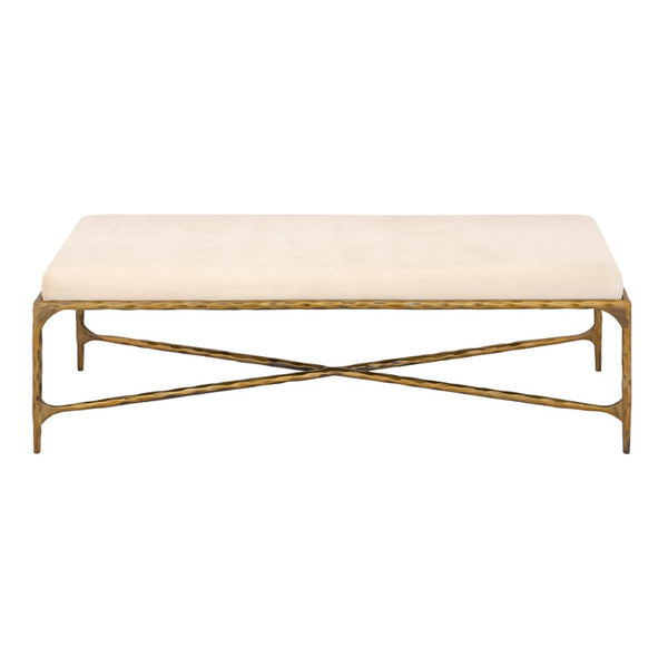 Atlas Seville Long Bench - Elegant Brass Frame with Luxurious Bone Velvet Cushion for Versatile Seating SE11057-02