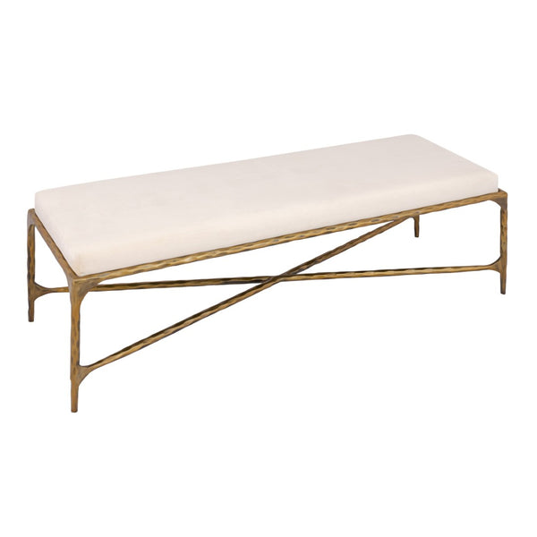 Atlas Seville Long Bench - Elegant Brass Frame with Luxurious Bone Velvet Cushion for Versatile Seating SE11057-02