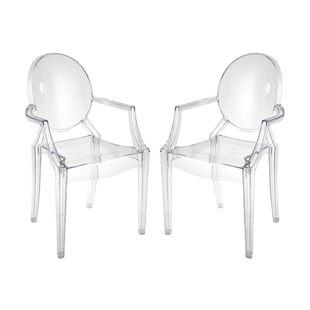 Atlas Vanish Chair Set of 2 - Elegant Clear Acrylic Armchairs for Modern Dining, Accent, or Office Spaces SE11061-01S