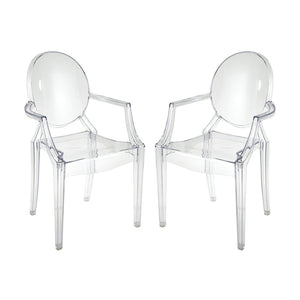 Atlas Vanish Chair Set of 2 - Elegant Clear Acrylic Armchairs for Modern Dining, Accent, or Office Spaces SE11061-01S