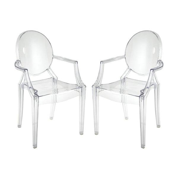Atlas Vanish Chair Set of 2 - Elegant Clear Acrylic Armchairs for Modern Dining, Accent, or Office Spaces SE11061-01S