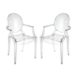 Atlas Vanish Chair Set of 2 - Elegant Clear Acrylic Armchairs for Modern Dining, Accent, or Office Spaces SE11061-01S
