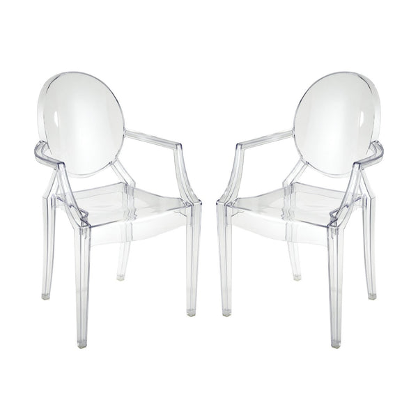 Atlas Vanish Chair Set of 2 - Elegant Clear Acrylic Armchairs for Modern Dining, Accent, or Office Spaces SE11061-01S