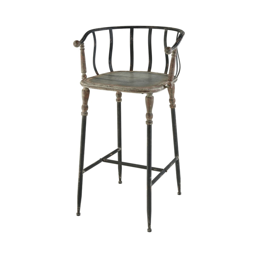 Atlas Yonkers Metal Bar Stool - Stylish Industrial Design with Galvanized Finish for Versatile Seating SE11063-01
