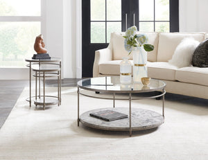 Hooker Furniture Nesting Concrete & Glass Tables Set With Champagne Metal Frame, Space-Saving Pair For Modern Living (97) 5889-80113-00