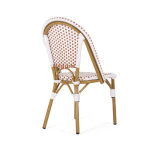 English Elm Outdoor Woven Rattan Bistro Chair Set of 2 with Aluminum Frame Bamboo Print Finish 69958.00RT