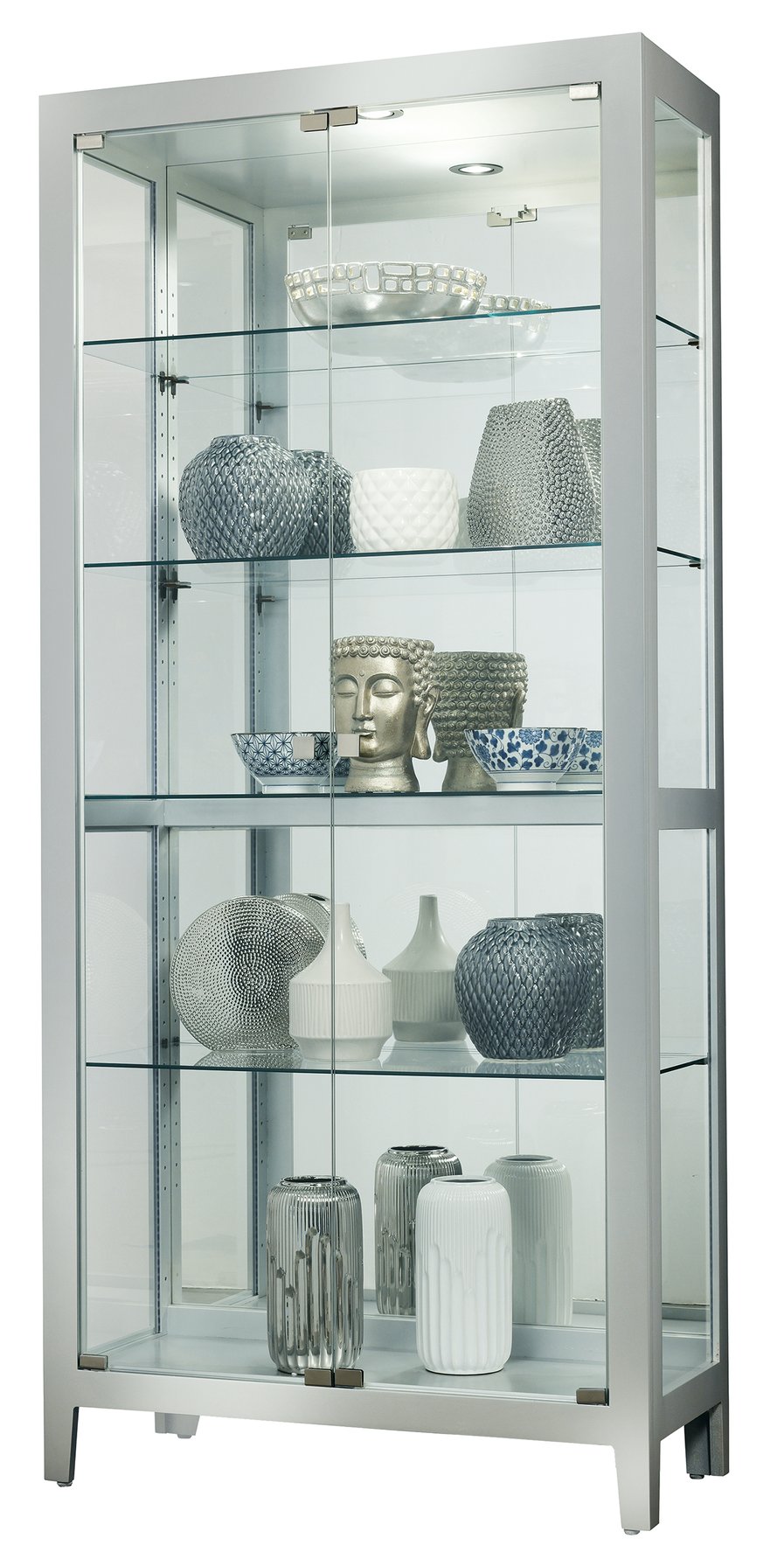 Hekman Furniture 680731 Danica Ii Curio Cabinet - Elegant Silver Finish, Led Lighting, Adjustable Shelves & Glass Doors Silver Danica Ii Curio 680731
