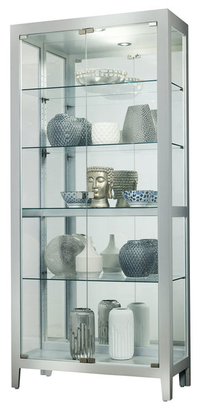 Hekman Furniture 680731 Danica Ii Curio Cabinet - Elegant Silver Finish, Led Lighting, Adjustable Shelves & Glass Doors Silver Danica Ii Curio 680731