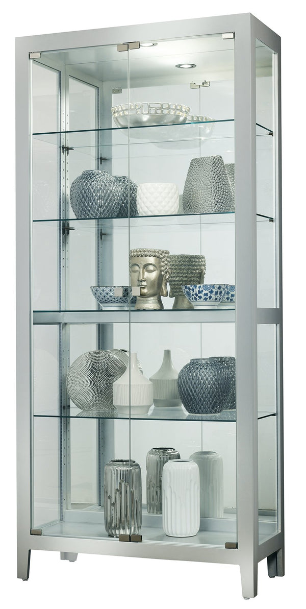 Hekman Furniture 680731 Danica Ii Curio Cabinet - Elegant Silver Finish, Led Lighting, Adjustable Shelves & Glass Doors Silver Danica Ii Curio 680731
