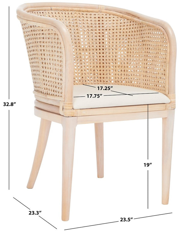 Safavieh Sistine Arm Chair W/ Cushion XII23 Natural White Wash / White Cushion Wood SEA4020A