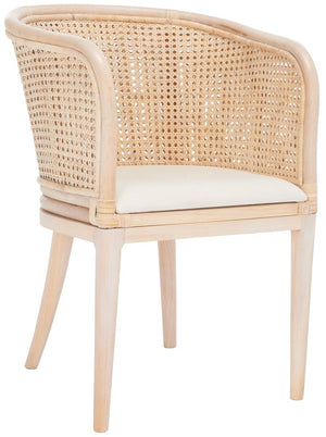 Safavieh Sistine Arm Chair W/ Cushion XII23 Natural White Wash / White Cushion Wood SEA4020A