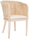 Safavieh Sistine Arm Chair W/ Cushion XII23 Natural White Wash / White Cushion Wood SEA4020A