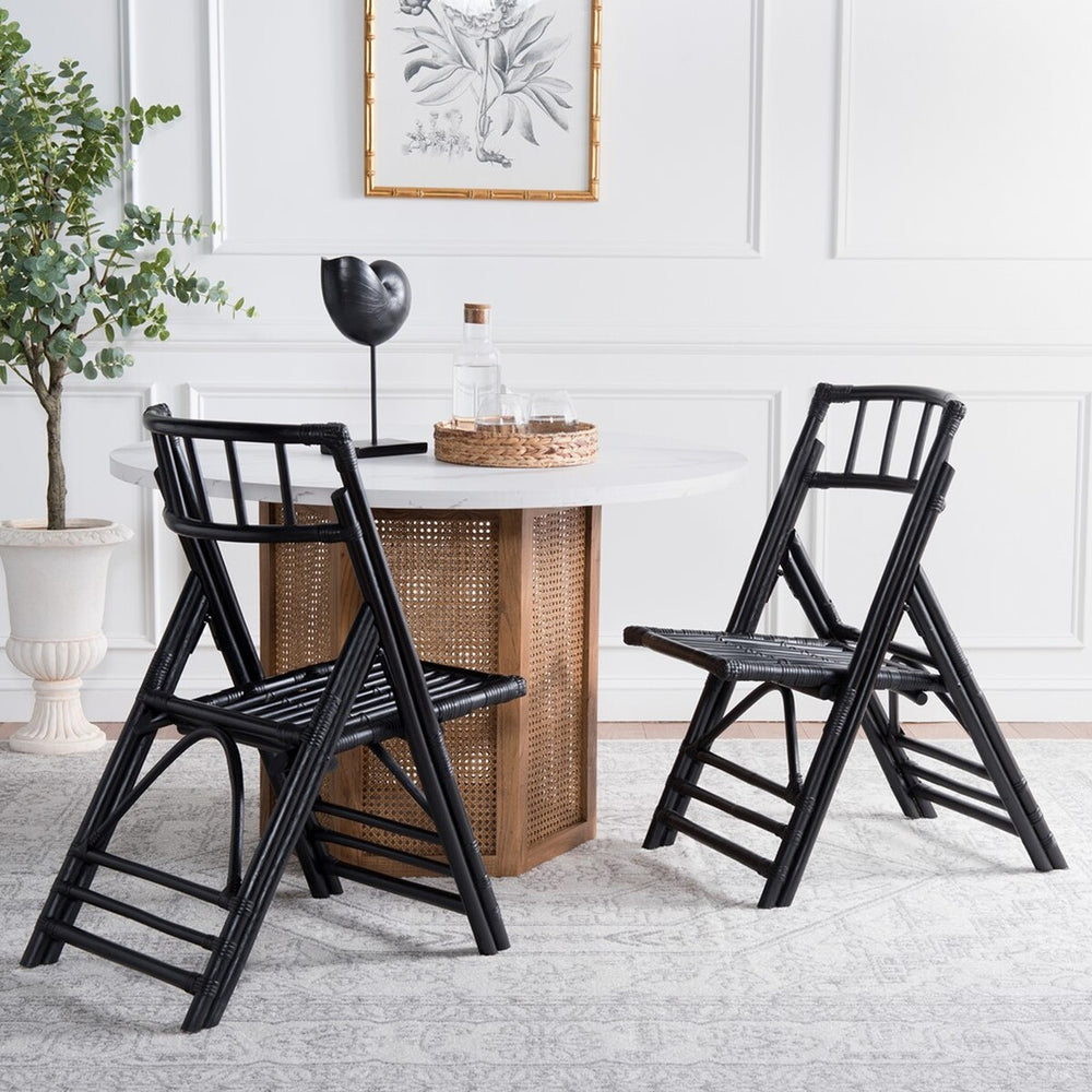 Safavieh Maja Rattan Folding Accent Chair - Set of 2 XII23 Black Rattan SEA7042A-SET2