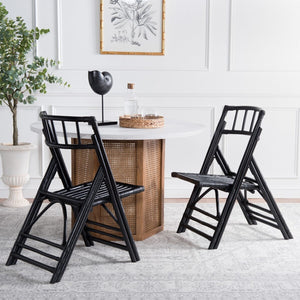 Safavieh Maja Rattan Folding Accent Chair - Set of 2 XII23 Black Rattan SEA7042A-SET2