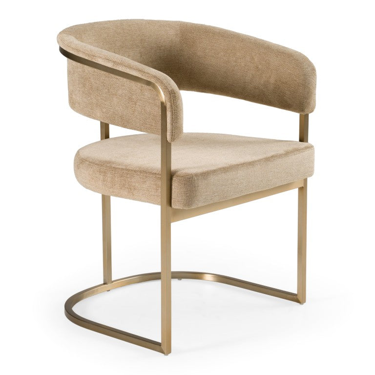 VIG Furniture Sebastian Modern Brown Upholstered Dining Chair With Antique Brass Frame, Plush Comfort, 275 Lb Capacity VGGA-6251CH-BRN