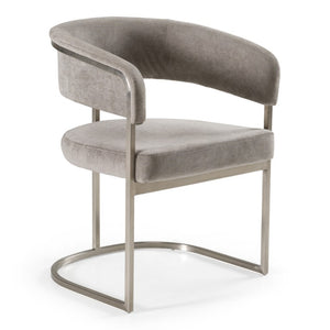 VIG Furniture Sebastian Grey Palo Stone Fabric Dining Chair With Brushed Stainless Steel Base, Ergonomic Comfort VGGA-6251CH-GRY