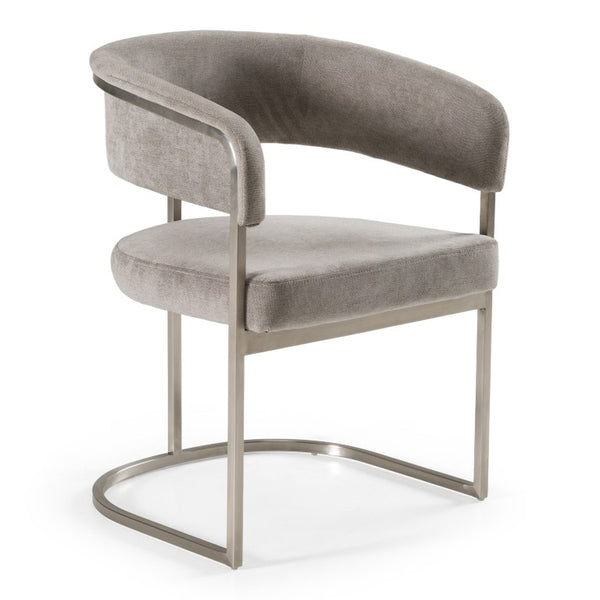 VIG Furniture Sebastian Grey Palo Stone Fabric Dining Chair With Brushed Stainless Steel Base, Ergonomic Comfort VGGA-6251CH-GRY