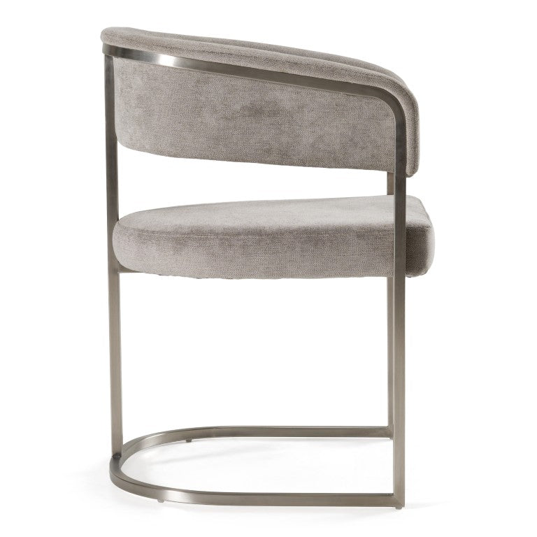 VIG Furniture Sebastian Grey Palo Stone Fabric Dining Chair With Brushed Stainless Steel Base, Ergonomic Comfort VGGA-6251CH-GRY