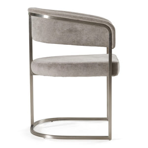 VIG Furniture Sebastian Grey Palo Stone Fabric Dining Chair With Brushed Stainless Steel Base, Ergonomic Comfort VGGA-6251CH-GRY