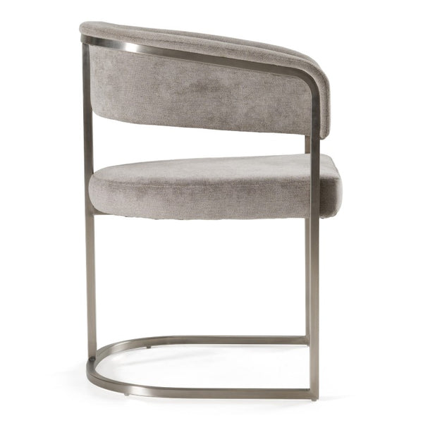 VIG Furniture Sebastian Grey Palo Stone Fabric Dining Chair With Brushed Stainless Steel Base, Ergonomic Comfort VGGA-6251CH-GRY