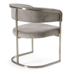 VIG Furniture Sebastian Grey Palo Stone Fabric Dining Chair With Brushed Stainless Steel Base, Ergonomic Comfort VGGA-6251CH-GRY