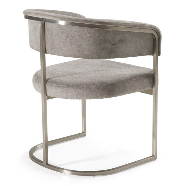 VIG Furniture Sebastian Grey Palo Stone Fabric Dining Chair With Brushed Stainless Steel Base, Ergonomic Comfort VGGA-6251CH-GRY