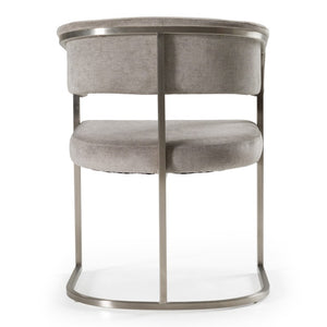 VIG Furniture Sebastian Grey Palo Stone Fabric Dining Chair With Brushed Stainless Steel Base, Ergonomic Comfort VGGA-6251CH-GRY