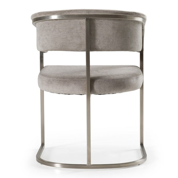 VIG Furniture Sebastian Grey Palo Stone Fabric Dining Chair With Brushed Stainless Steel Base, Ergonomic Comfort VGGA-6251CH-GRY