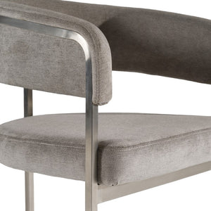 VIG Furniture Sebastian Grey Palo Stone Fabric Dining Chair With Brushed Stainless Steel Base, Ergonomic Comfort VGGA-6251CH-GRY